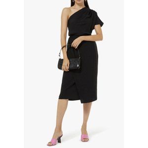vince one shoulder cascade drape dress VINCE Women's One- shoulder Cascade Drape Dress In Black Size L